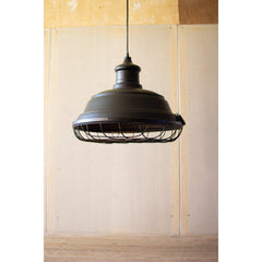 Kalalou Black Metal Caged Hanging Pendant Light-Iron Home Concepts