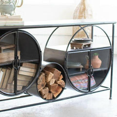 Kalalou Iron & Glass Circles Console Table-Iron Home Concepts