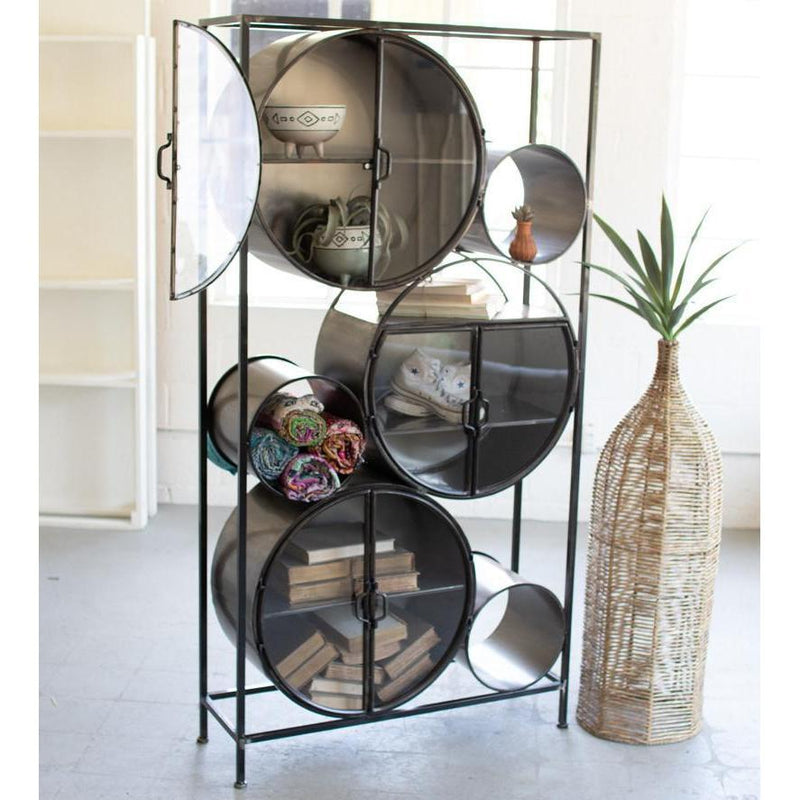 Kalalou Iron & Glass Circles Shelving Unit-Iron Home Concepts