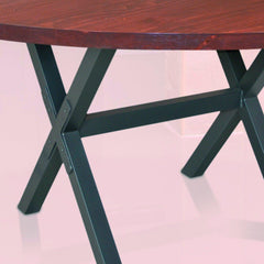 Mathews & Company X Brace Iron 60" Round Dining Table-Iron Home Concepts