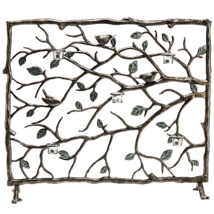 Metal Birds and Branches Candle Firescreen-Iron Home Concepts