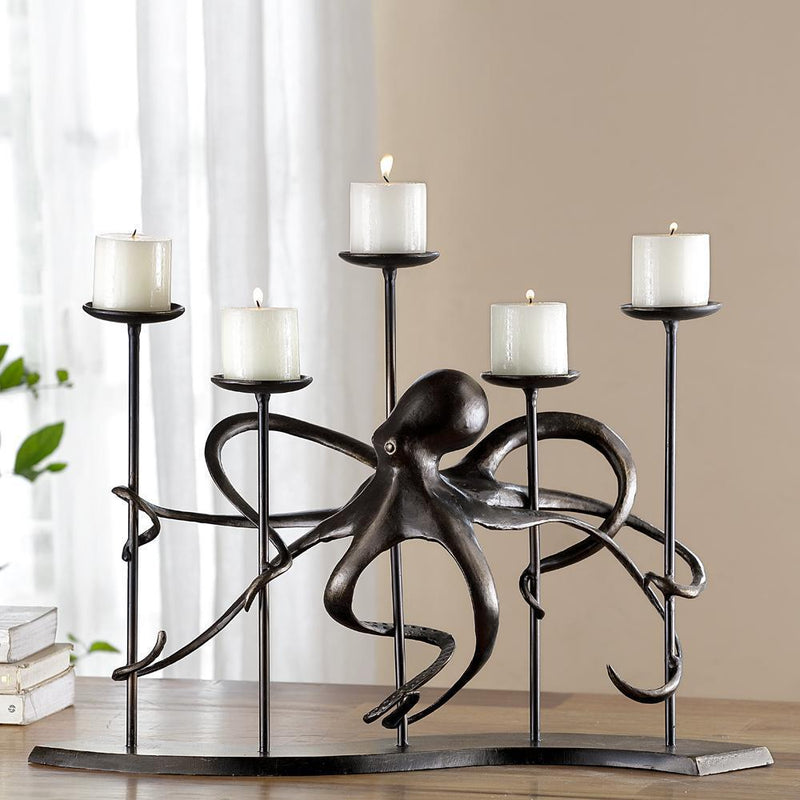 Octopus 5 Cup Candelabra-Iron Home Concepts