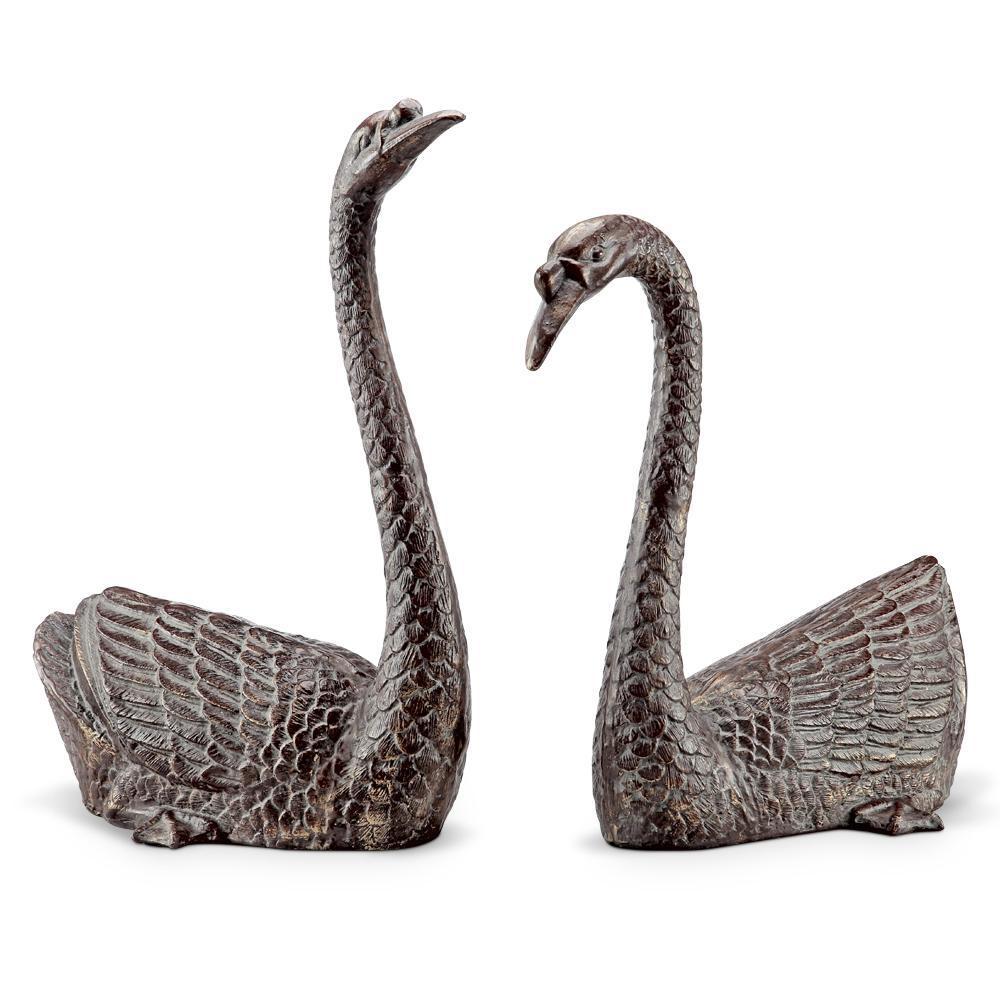 Serene Swans Garden Sculptures-Iron Home Concepts