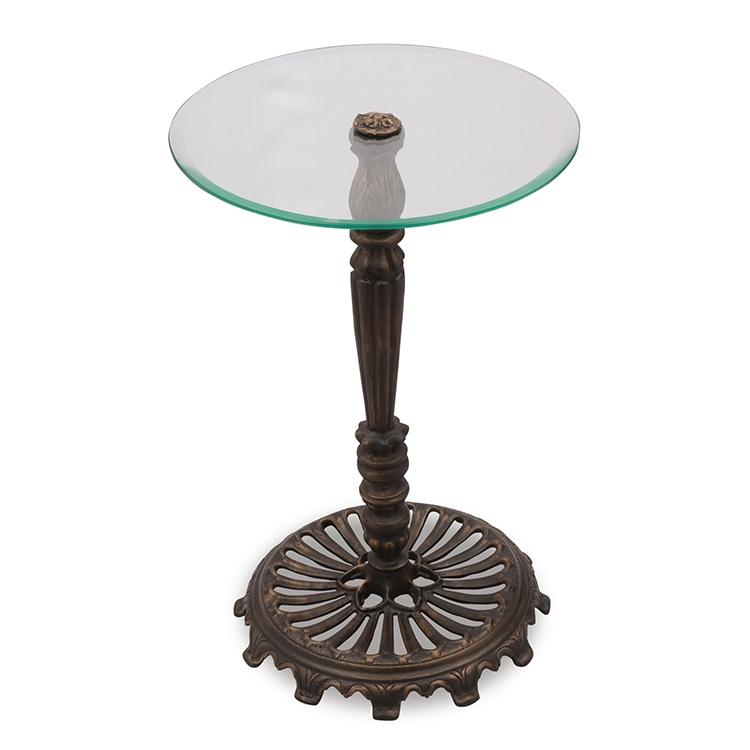 SPI Home Elegant Column Iron & Glass End Side Table-Iron Home Concepts