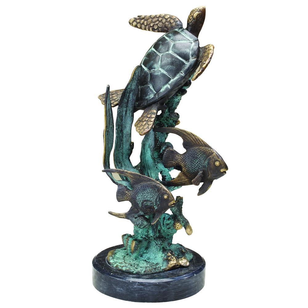 SPI Home Single Sea Turtle with Fish-Iron Home Concepts
