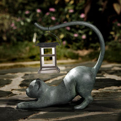 Stretching Cat LED Garden Lantern-Iron Home Concepts