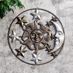 Sun Moon and Stars Wall Plaque-Iron Home Concepts