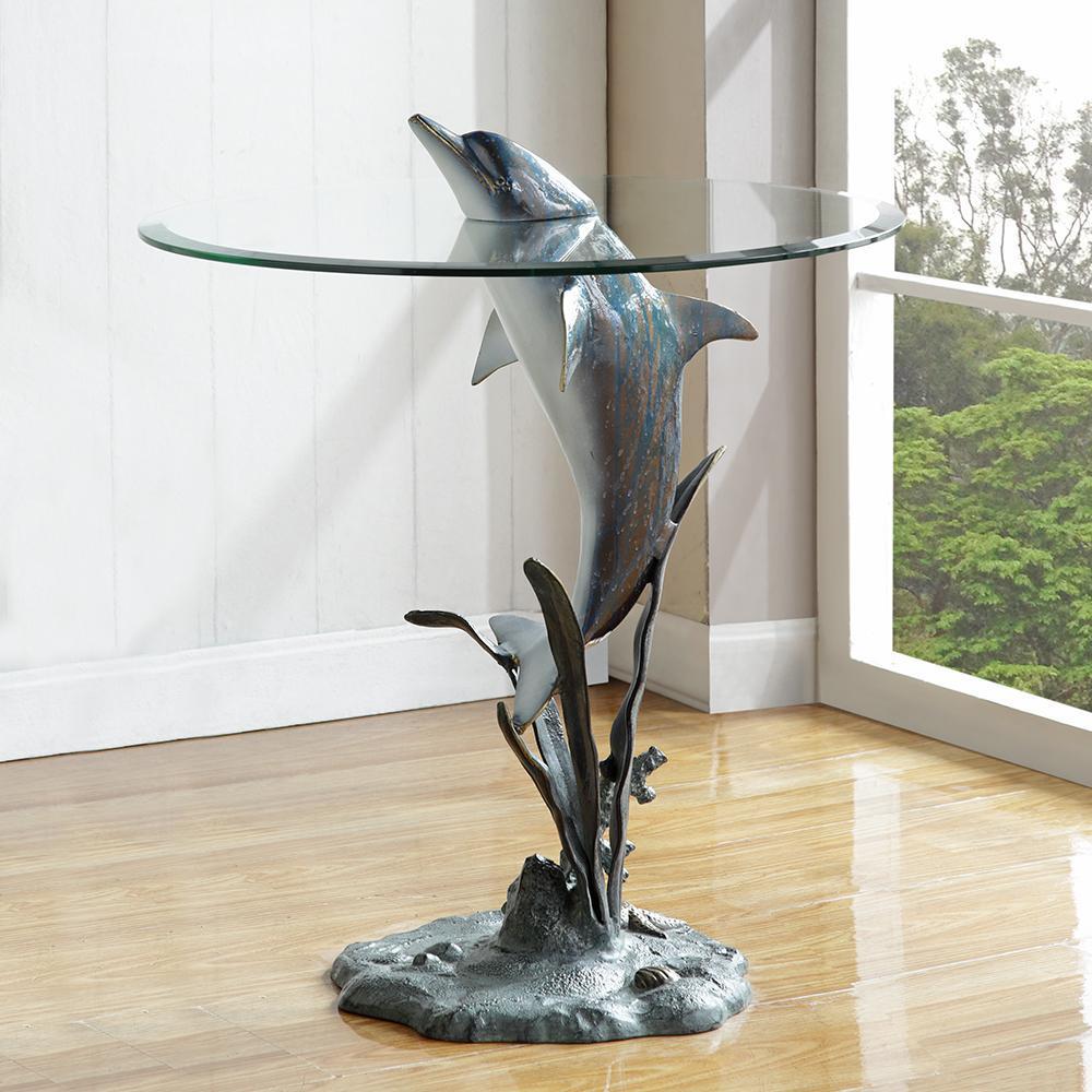 Surfacing Dolphin End Table-Iron Home Concepts