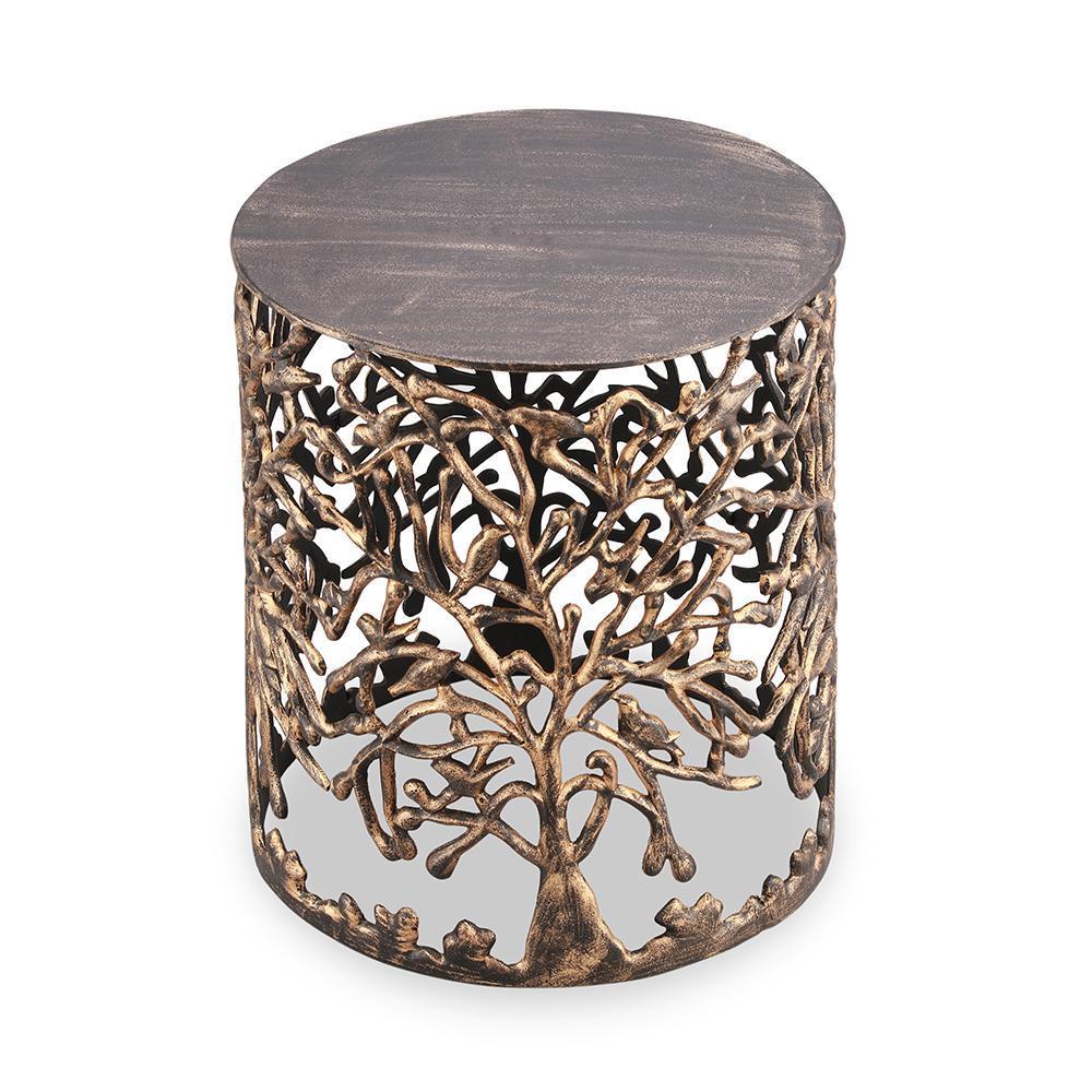 Tree and Lattice Pattern Garde Side End Table-Iron Home Concepts